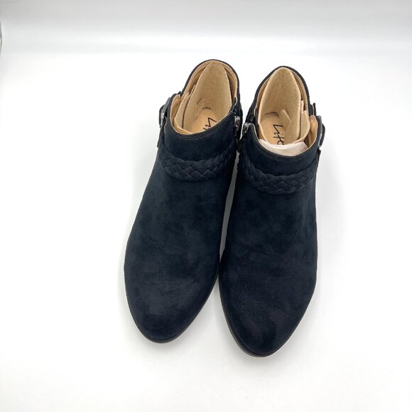 7.5‎ WIDE WIDTH Lifestride Adriana Black Microsuede Ankle Boots Booties Shoes - Picture 3 of 14